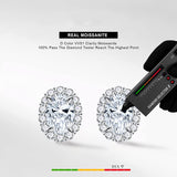 Laatikui 1ct Moissanite Stud Earrings for Women, D Color VVS1 Clarity Halo Oval Cut Moissanite Earrings in S925 Sterling Silver