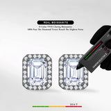 Laatikui 1ct Moissanite Stud Earrings for Women, D Color VVS1 Clarity Halo Emerald Cut Moissanite Earrings in S925 Sterling Silver