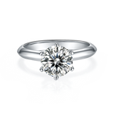 2 Carat Round Cut Moissanite Engagement Ring- Bridal Set - Classic Ring - Solitaire Ring - 18k White Gold Over Silver