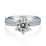 LAATIKUI 2 Carat Round Cut Moissanite Engagement Ring- Bridal Set - Classic Ring - Solitaire Ring - 18k White Gold Over Silver