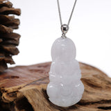 Genuine Burmese Lavender Jadeite Jade Guanyin Pendant Necklace