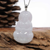 Genuine Burmese Lavender Jadeite Jade Guanyin Pendant Necklace