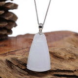 Genuine Burmese Lavender Jadeite Jade Bamboo Pendant Necklace