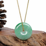 "Good Luck Button" Necklace Black Jadeite Jade Lucky KouKou Pendant Necklace