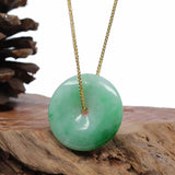 "Good Luck Button" Necklace Black Jadeite Jade Lucky KouKou Pendant Necklace