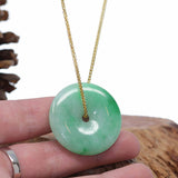 "Good Luck Button" Necklace Black Jadeite Jade Lucky KouKou Pendant Necklace