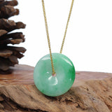 "Good Luck Button" Necklace Black Jadeite Jade Lucky KouKou Pendant Necklace