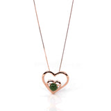 Sterling Silver Nephrite Green Jade Classic Love Heart Pendant Necklace