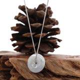 "Good Luck Button" Necklace Lavender Jadeite Jade Lucky Ping An Kou Pendant Necklace