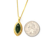 Classic Marquise" Sterling Silver Nephrite Green Jade Classic Marquise Pendant Necklace