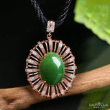 Rose Gold Plated Sterling Silver Genuine Nephrite Green Jade Pendant