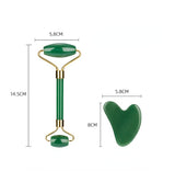 "Yang" High Qi Energy Dark Green Chinese Jade Double Roller and Scraping Board Set