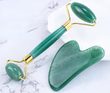 "Yang" High Qi Energy Dark Green Chinese Jade Double Roller and Scraping Board Set