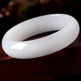 White Jade Bangle Bracelet for Women Retro Chinese Style Natural Jade #232903