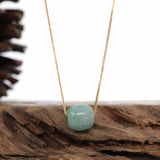 "Good Luck Button" Necklace Rich Forest Green Jade Lucky TongTong Pendant Necklace