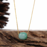 "Good Luck Button" Necklace Rich Forest Green Jade Lucky TongTong Pendant Necklace