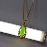 Classic Marquise" Sterling Silver Nephrite Green Jade Classic Marquise Pendant Necklace