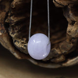 "Good Luck Button" Necklace Real Lavender-Green Jade Lucky KouKou Pendant Necklace