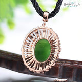 Rose Gold Plated Sterling Silver Genuine Nephrite Green Jade Pendant