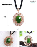 Rose Gold Plated Sterling Silver Genuine Nephrite Green Jade Pendant