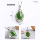 Sterling Silver Genuine Nephrite Green Jade Pendant Neckalce