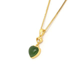 "Love Heart" Sterling Silver Green Jade Classic Love Pendant Necklace