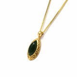 Classic Marquise" Sterling Silver Nephrite Green Jade Classic Marquise Pendant Necklace