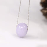 "Good Luck Button" Necklace Real Lavender-Green Jade Lucky KouKou Pendant Necklace