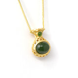 "Lucky Money Bag" Necklace – Represents Wealth, and Good Fortune Gold Plated Sterling Silver Natural Nephrite Jade Necklace for Women