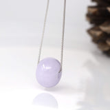 "Good Luck Button" Necklace Real Lavender-Green Jade Lucky KouKou Pendant Necklace