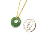 "Lucky Button" Genuine He Tian Nephrite Green Jade Circle Pendant