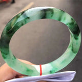 Myanmar Jadeite Bangle Ice Transparent Floating Flower