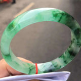 Myanmar Jadeite Bangle Ice Transparent Floating Flower