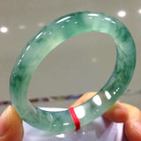 Natural Grade A Myanmar Jade Bangle Handcarved Light Green