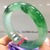 Natural Myanmar Jadeite Bangle Ice Color Green Flower