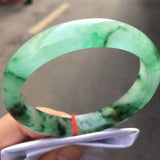 Myanmar Jadeite Bangle Ice Transparent Floating Flower