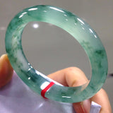 Natural Grade A Myanmar Jade Bangle Handcarved Light Green