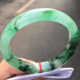 Myanmar Jadeite Bangle Ice Transparent Floating Flower