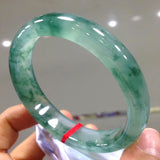 Natural Grade A Myanmar Jade Bangle Handcarved Light Green