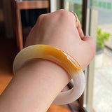 Yellow Burmese Jadeite Bangle Bracelet Ice Glutinous Seed