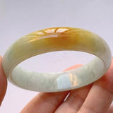 Yellow Burmese Jadeite Bangle Bracelet Ice Glutinous Seed