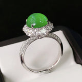 Natural Jadeite Ring S925 Sterling Silver Adjustable