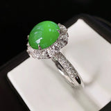 Natural Jadeite Ring S925 Sterling Silver Adjustable