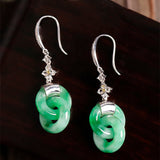 Sterling Silver Plated Jadeite Earrings Set