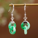 Sterling Silver Plated Jadeite Earrings Set