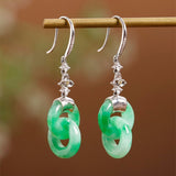 Sterling Silver Plated Jadeite Earrings Set