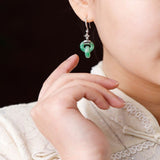 Sterling Silver Plated Jadeite Earrings Set