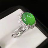 Natural Jadeite Ring S925 Sterling Silver Adjustable