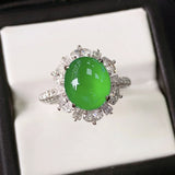 Natural Jadeite Ring S925 Sterling Silver Adjustable