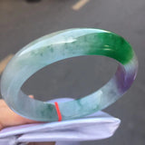 Natural Floating Flower Jadeite Bangle